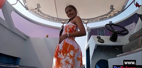  Perverted Asian teen fucked on the boat by  perverted white best friend with big dick